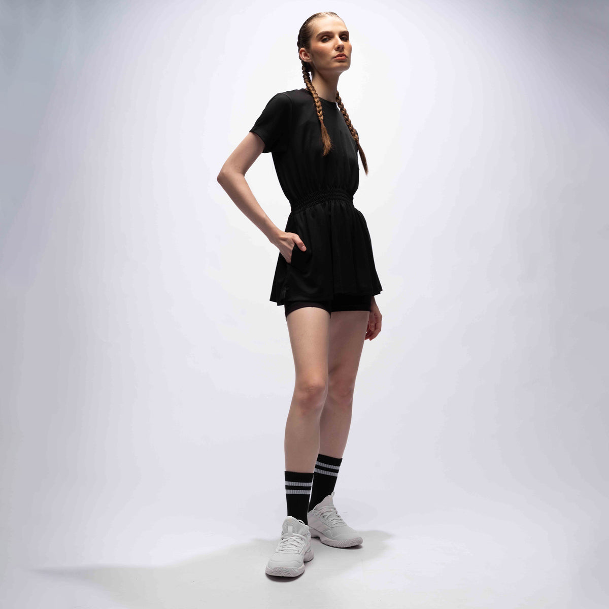 CGD Women Smoked Waist Dress Black