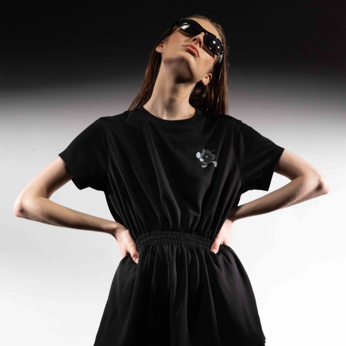 CGD X YKHA Women Smoked Waist Dress Black