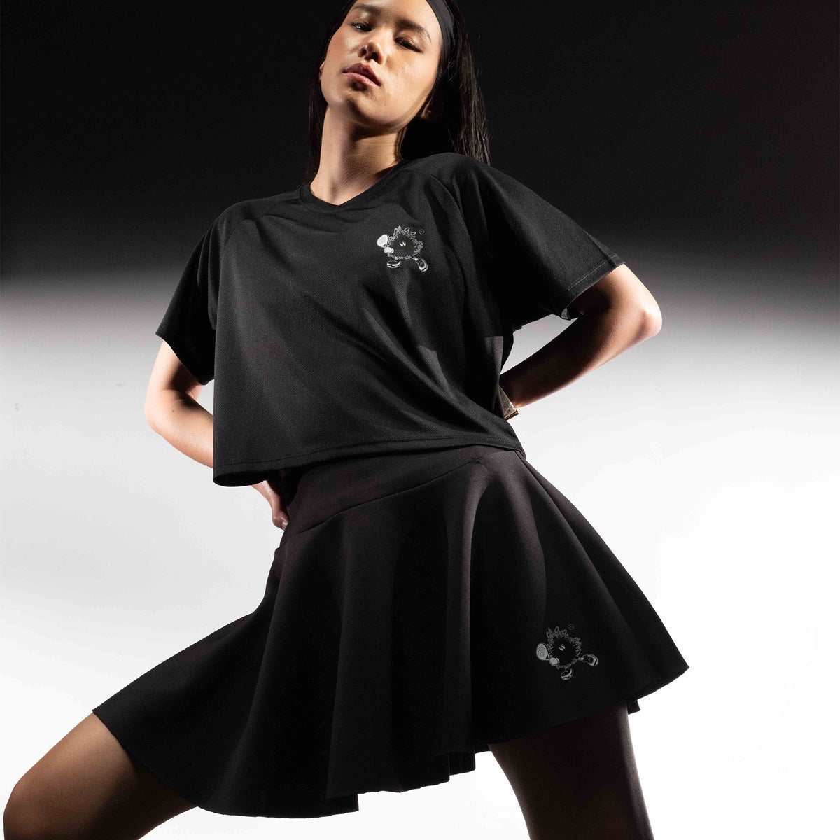 CGD x YKHA T-Shirt Women Cropped Short Sleeve Black