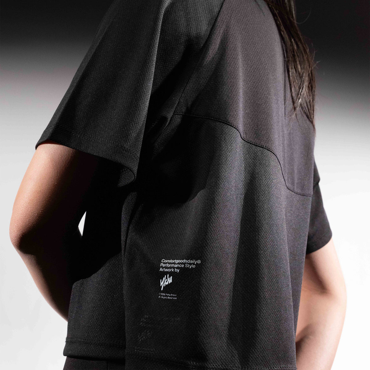 CGD x YKHA T-Shirt Women Cropped Short Sleeve Black
